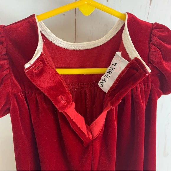 Vintage red velvet baby romper lace rosette 6-9m - Picture 7 of 8